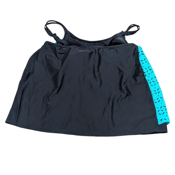 Sea Blue Patterned Swim Top Roomy Women's 1X - Picture 7 of 10